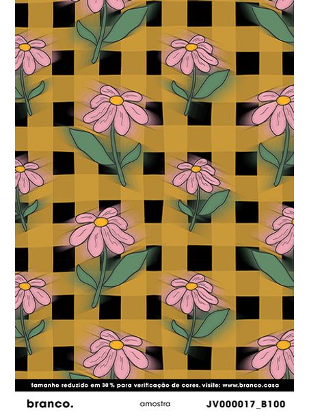 Papel de parede primavera futurista xadrez mini rosa