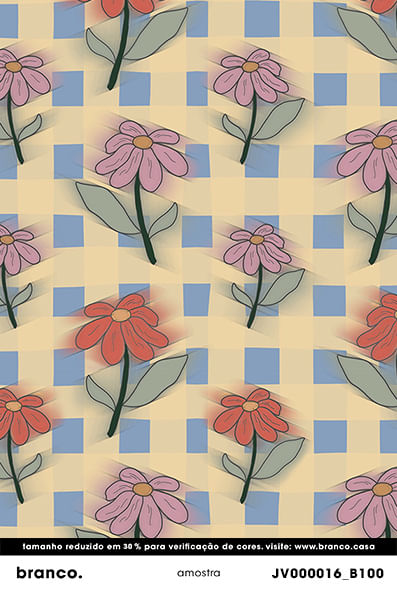 Papel-de-parede-primavera-futurista-xadrez-mini-rosa-e-vermelho