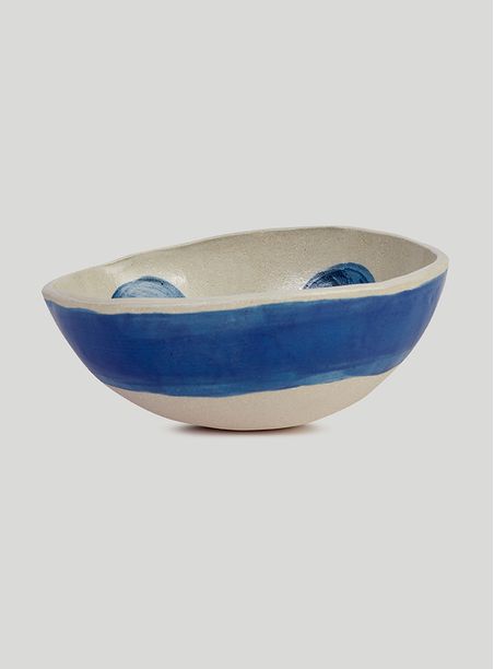 Bowl cerâmica i branco e azul
