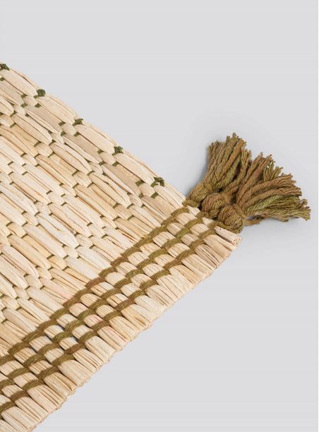 Jogo americano bananeira pompom natural e verde