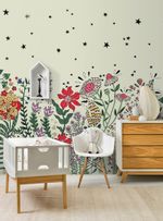 Painel-de-parede-canteiro-florido-verde-creme