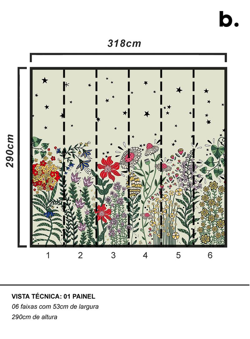 Painel-de-parede-canteiro-florido-verde-creme