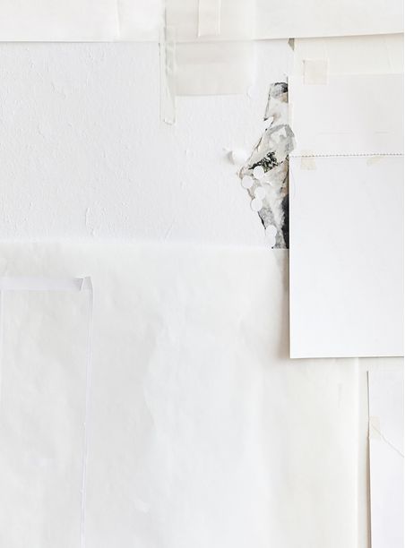 Painel de parede colagem papéis brancos branco