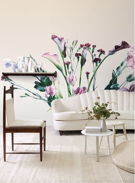 Painel de parede flora i fundo bege
