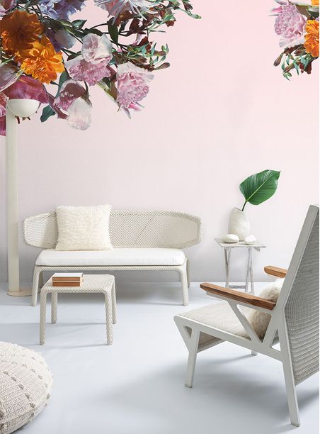 Painel de parede flora iii fundo rosa