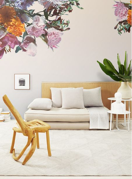 Painel de parede flora iii fundo bege