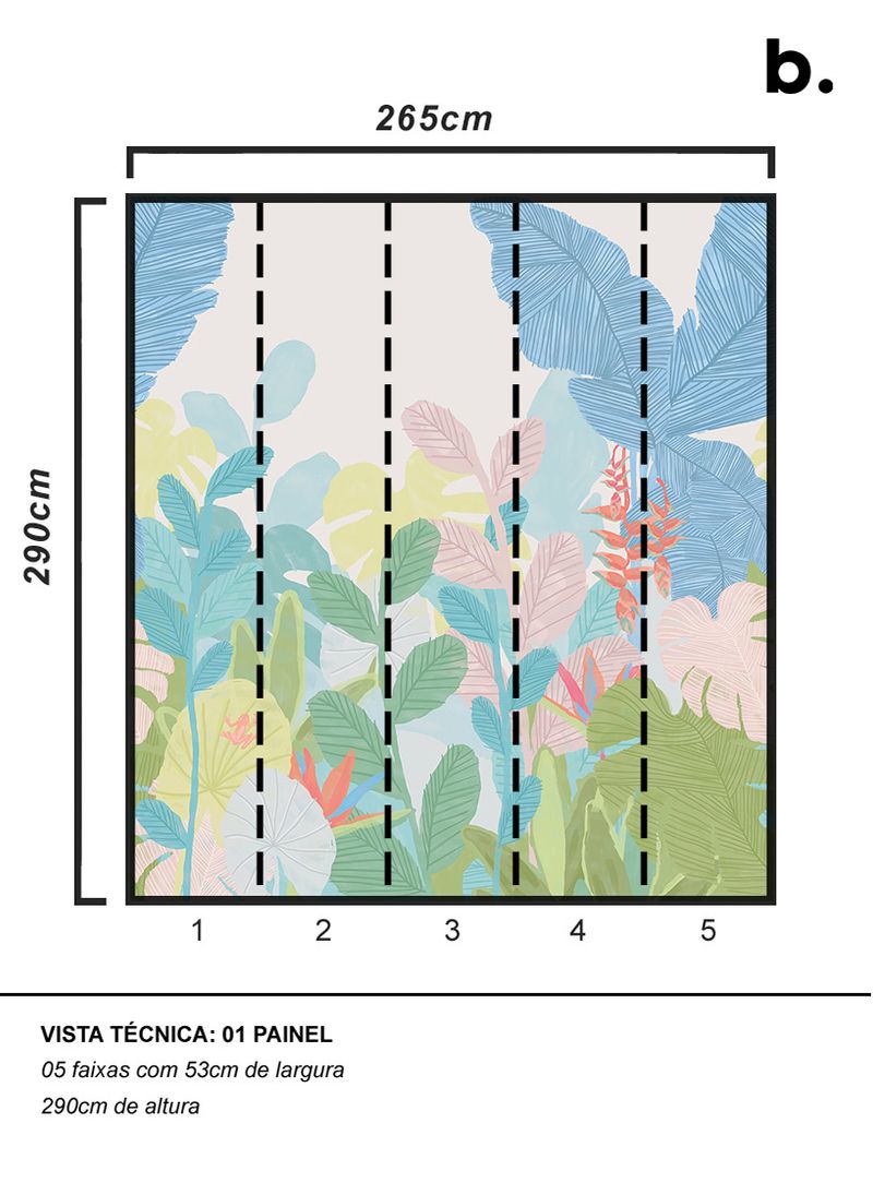 Painel-de-parede-floresta-tropical-azul-e-rosa