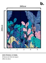 Painel-de-parede-floresta-tropical-azul-escuro-e-rosa