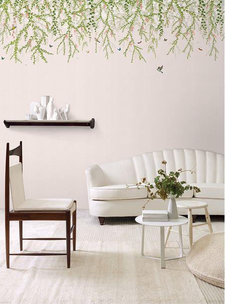 Painel de parede jardim suspenso fundo rosa