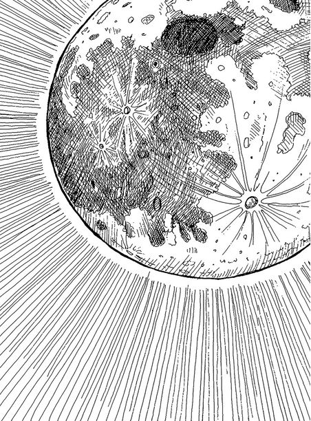 Painel de parede lua preto e branco