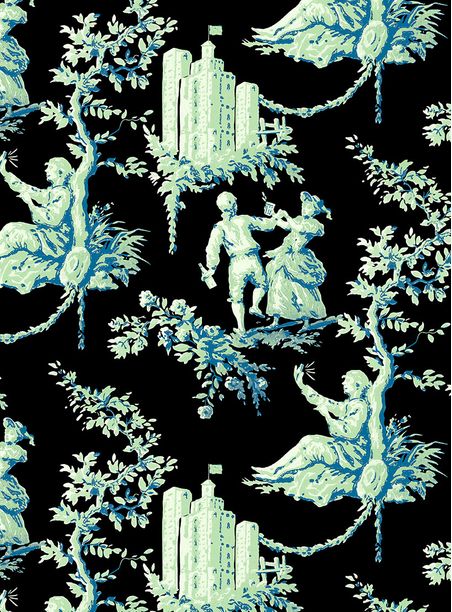 Papel de parede clássico futurista parque preto e verde