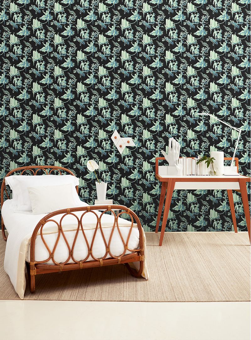 Papel-de-parede-classico-futurista-parque-preto-e-verde