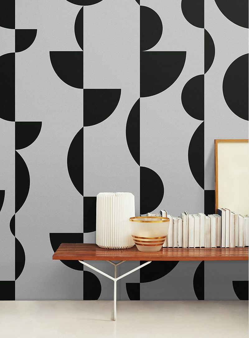 Papel-de-parede-esferas-preto-e-cinza