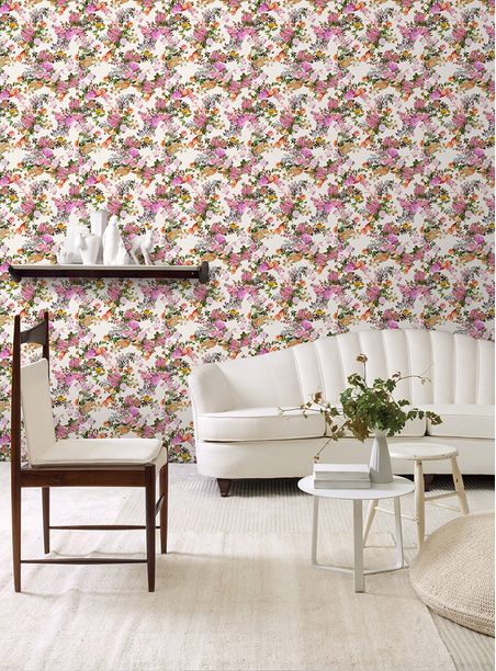 Papel de parede floral grande rosa