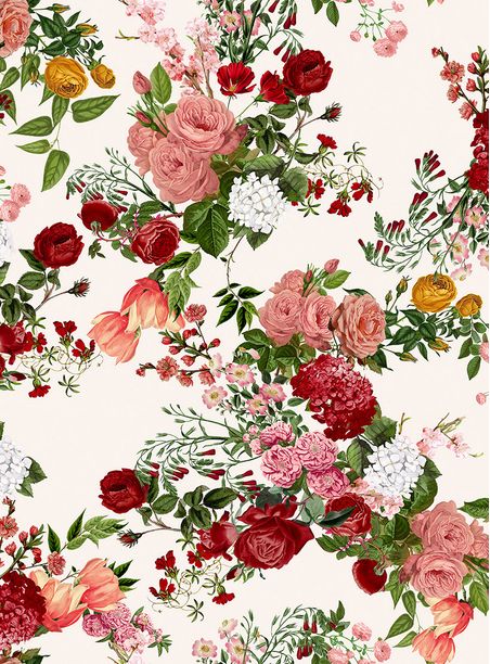 Papel de parede floral grande vermelho