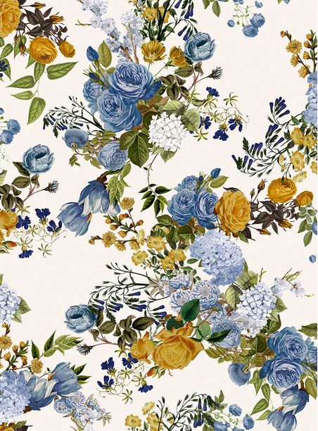 Papel de parede floral grande azul