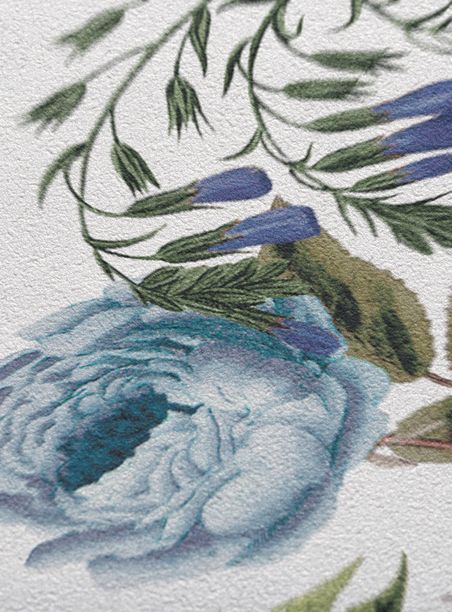 Papel de parede floral grande azul