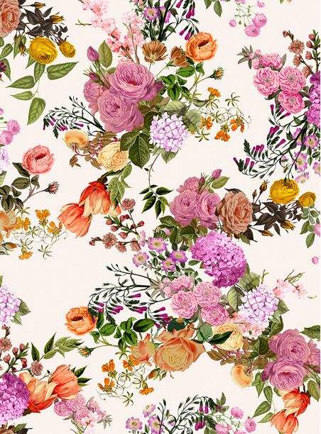 Papel de parede floral grande rosa