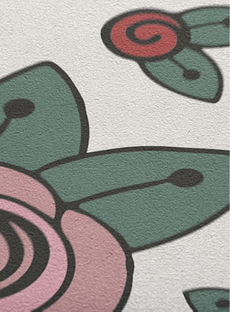 Papel-de-parede-floral-pop-bege-colorido