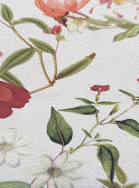 Papel de parede floral pequeno vermelho