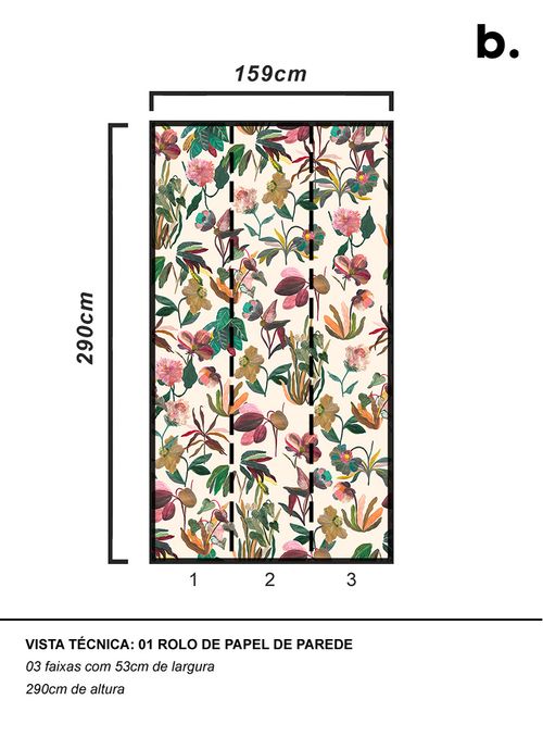 Papel de parede flores imaginárias branco