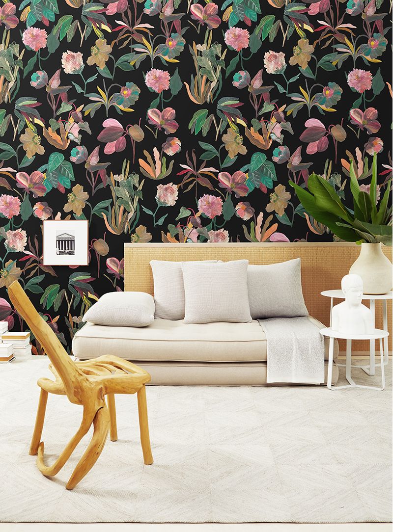 Papel-de-parede-flores-imaginarias-preto