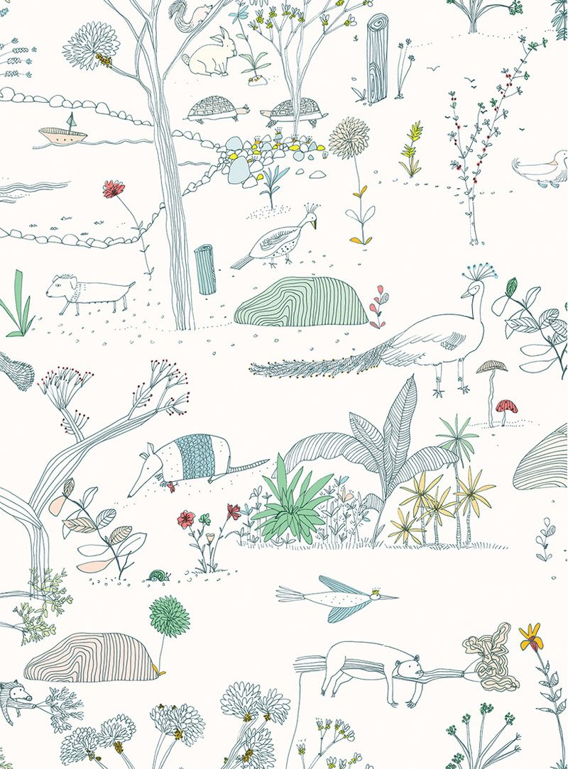 Papel-de-parede-floresta-multicolorida