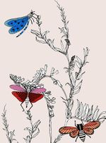 Papel-de-parede-insetos-e-folhas-fundo-bege