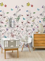 Papel-de-parede-insetos-e-folhas-fundo-bege