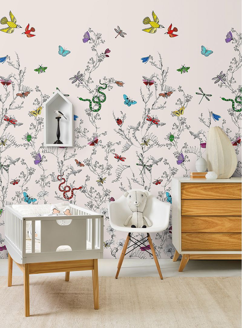 Papel-de-parede-insetos-e-folhas-fundo-bege