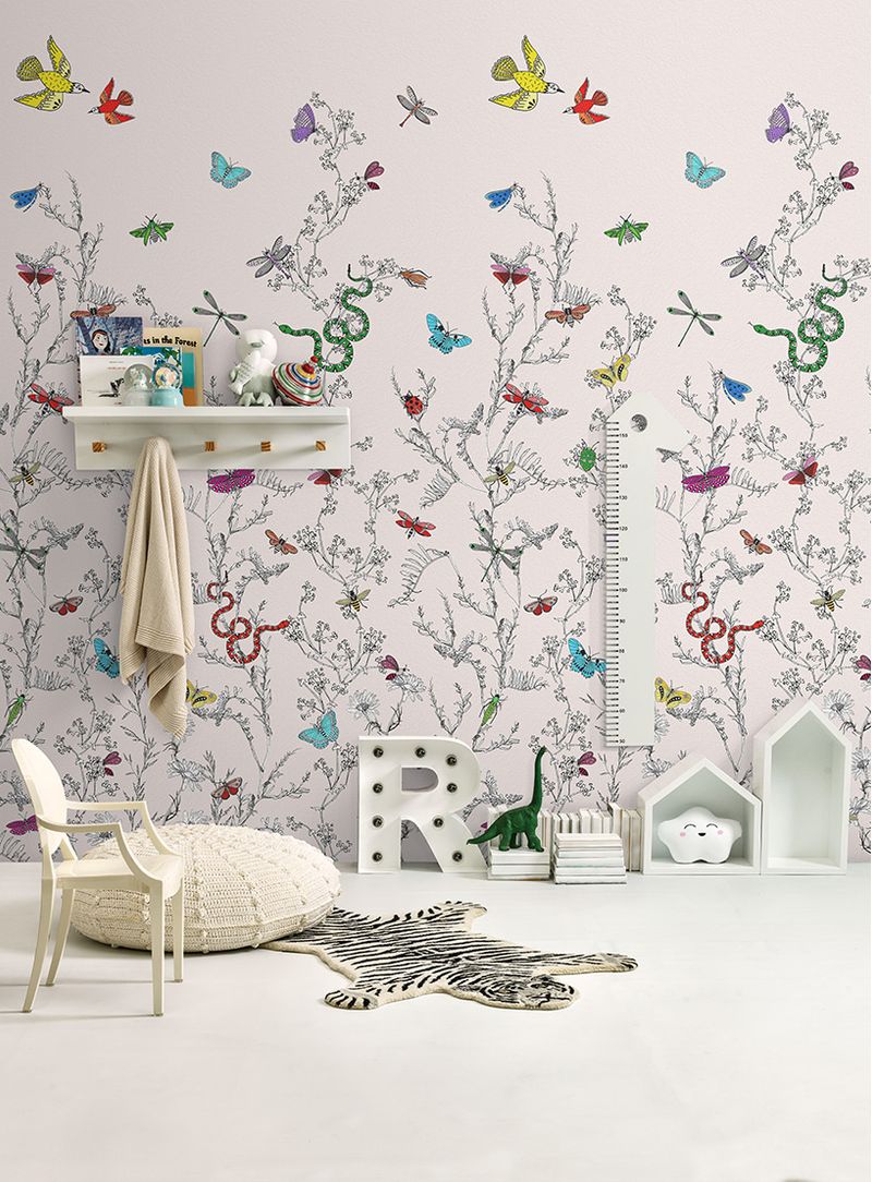 Papel-de-parede-insetos-e-folhas-fundo-bege