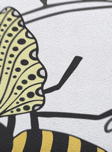 Papel de parede insetos e folhas fundo branco