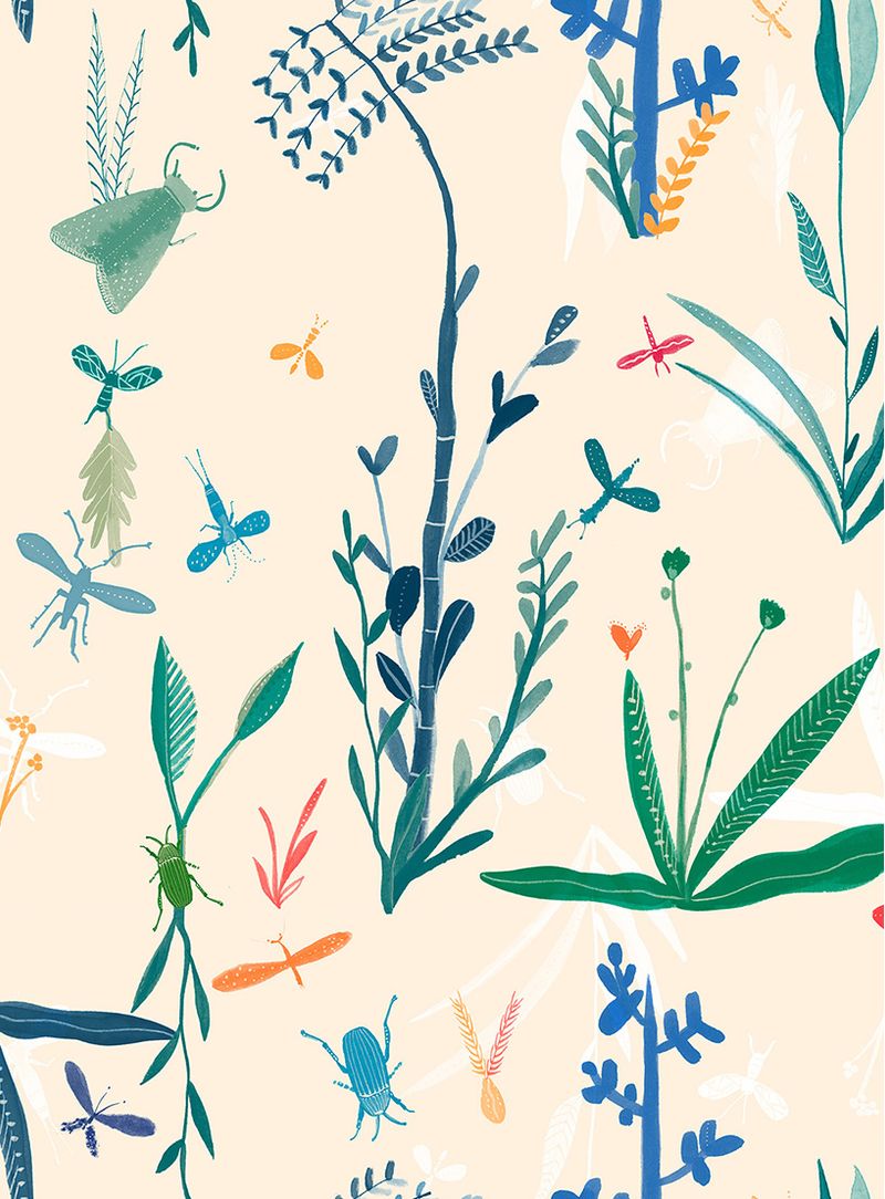 Papel-de-parede-insetos-i-fundo-bege