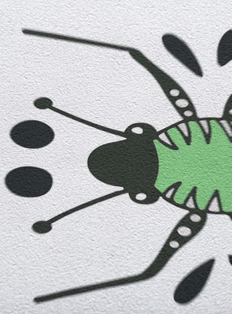 Papel de parede insetos coloridos fundo branco