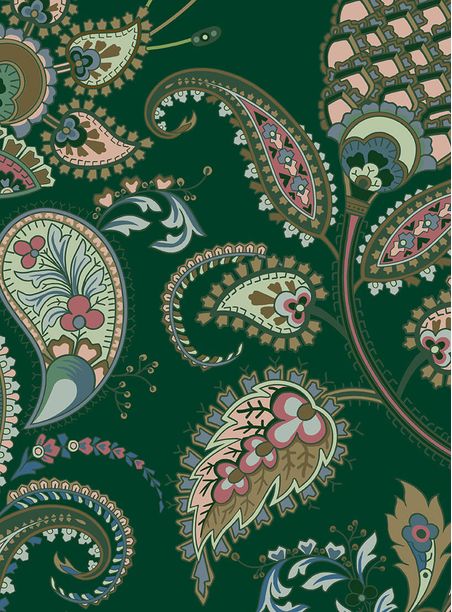Papel de parede jardim paisley verde