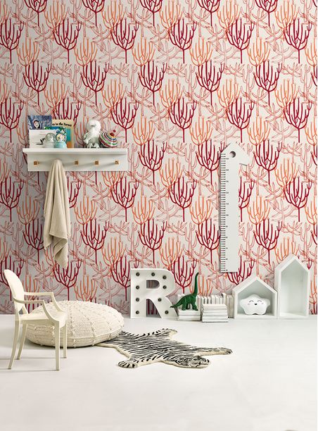 Papel de parede mandacaru branco e vermelho