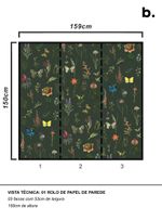 Papel-de-parede-petalas-e-asas-verde-escuro