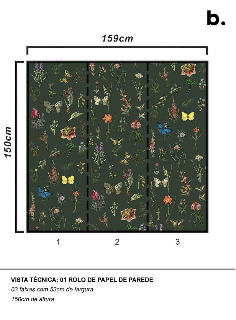 Papel-de-parede-petalas-e-asas-verde-escuro