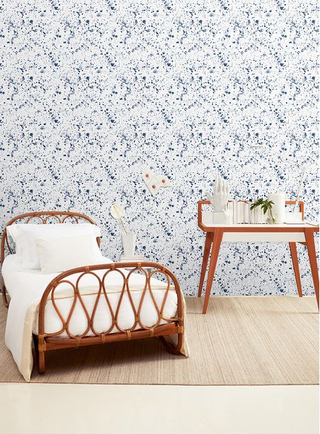 Papel de parede pingos azul e cinza