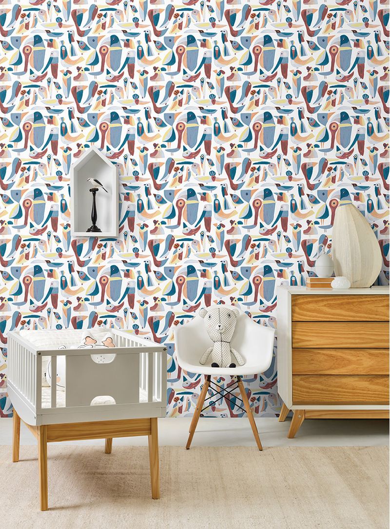 Papel-de-parede-passaros-azul-e-vinho