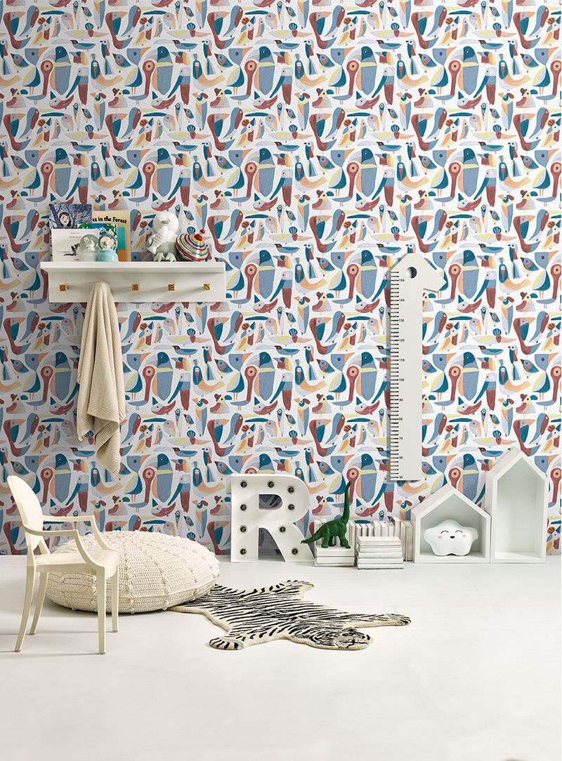 Papel-de-parede-passaros-azul-e-vinho