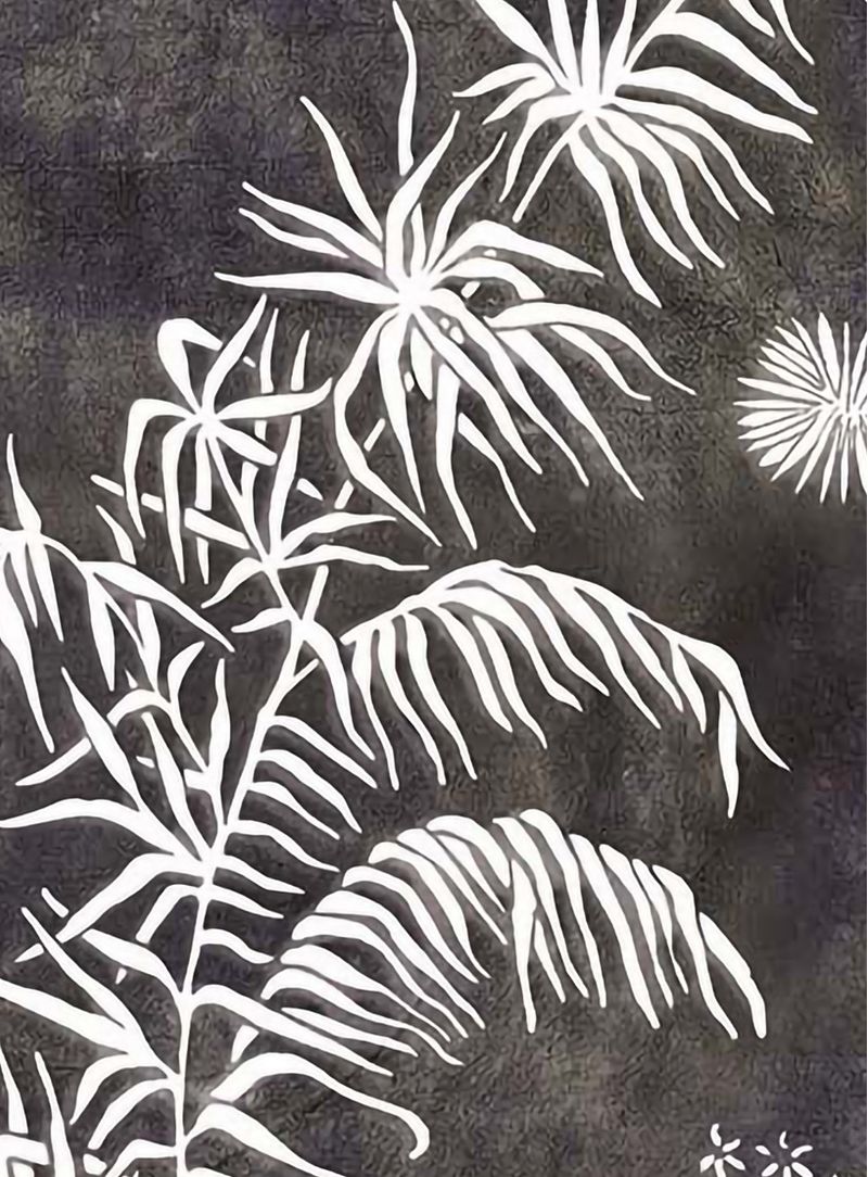 Papel-de-parede-plantas-e-estrelas-fundo-cinza