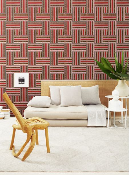 Papel de parede teia rosa e vermelho