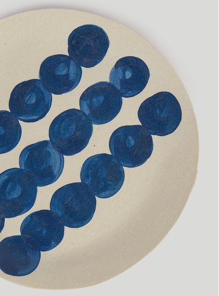 Prato cerâmica refeição i branco e azul