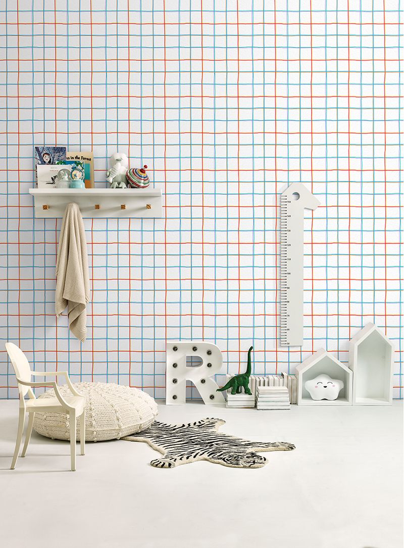 Papel de parede xadrez colorido - Branco Casa