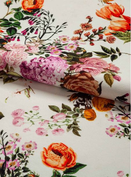 Tecido estampado floral grande rosa