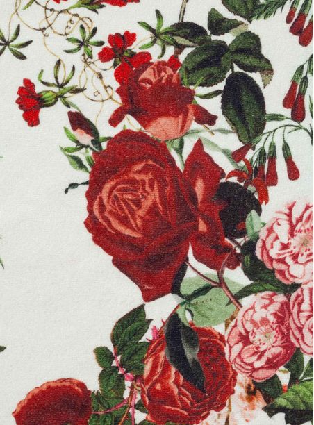 Tecido estampado floral grande vermelho