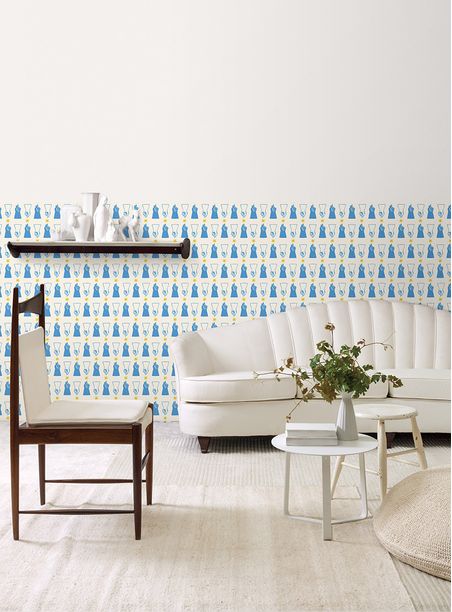 Papel de parede figas azul e amarelo