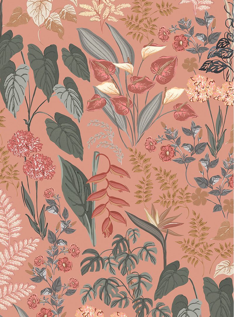 Papel-de-parede-classico-tropical-rosa