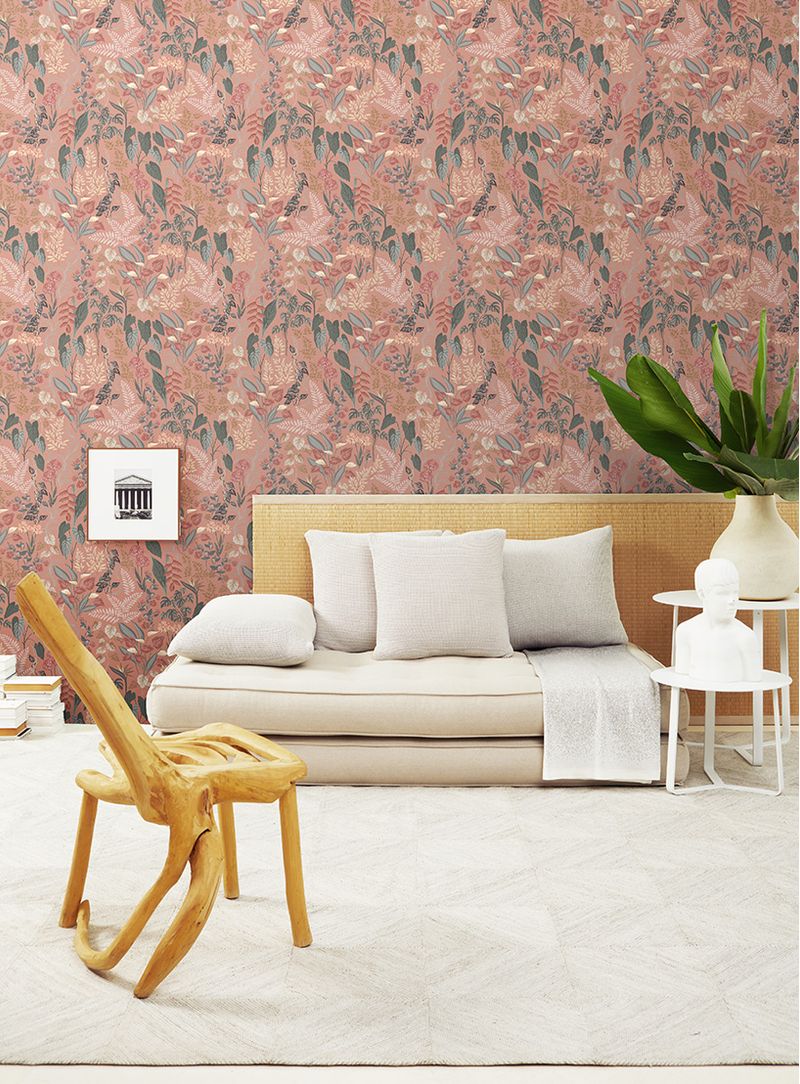 Papel-de-parede-classico-tropical-rosa